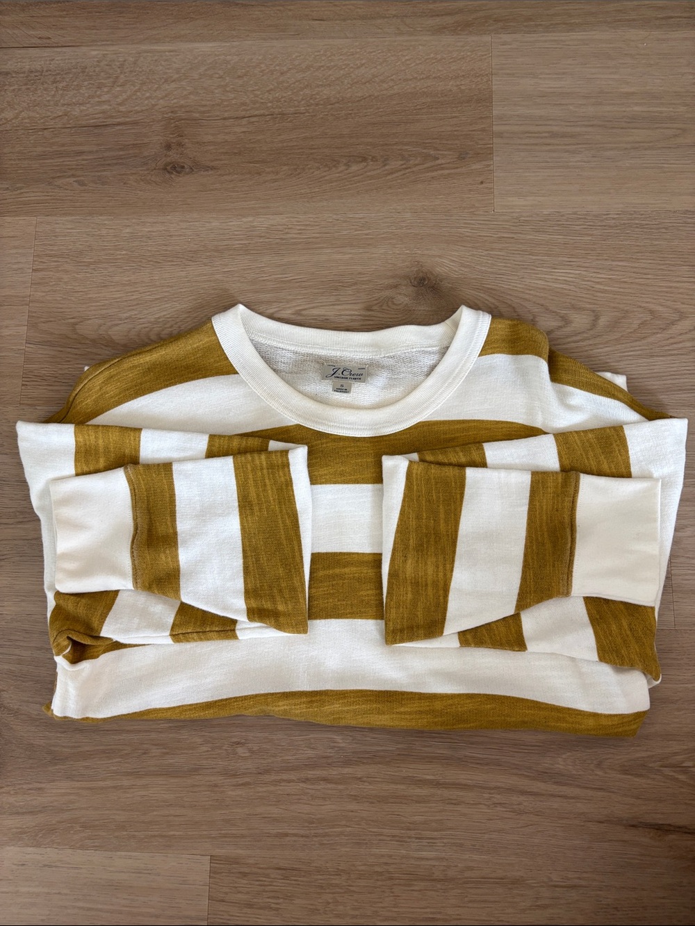 JCrew Mustard & White Striped Long Sleeve Sweatshirt